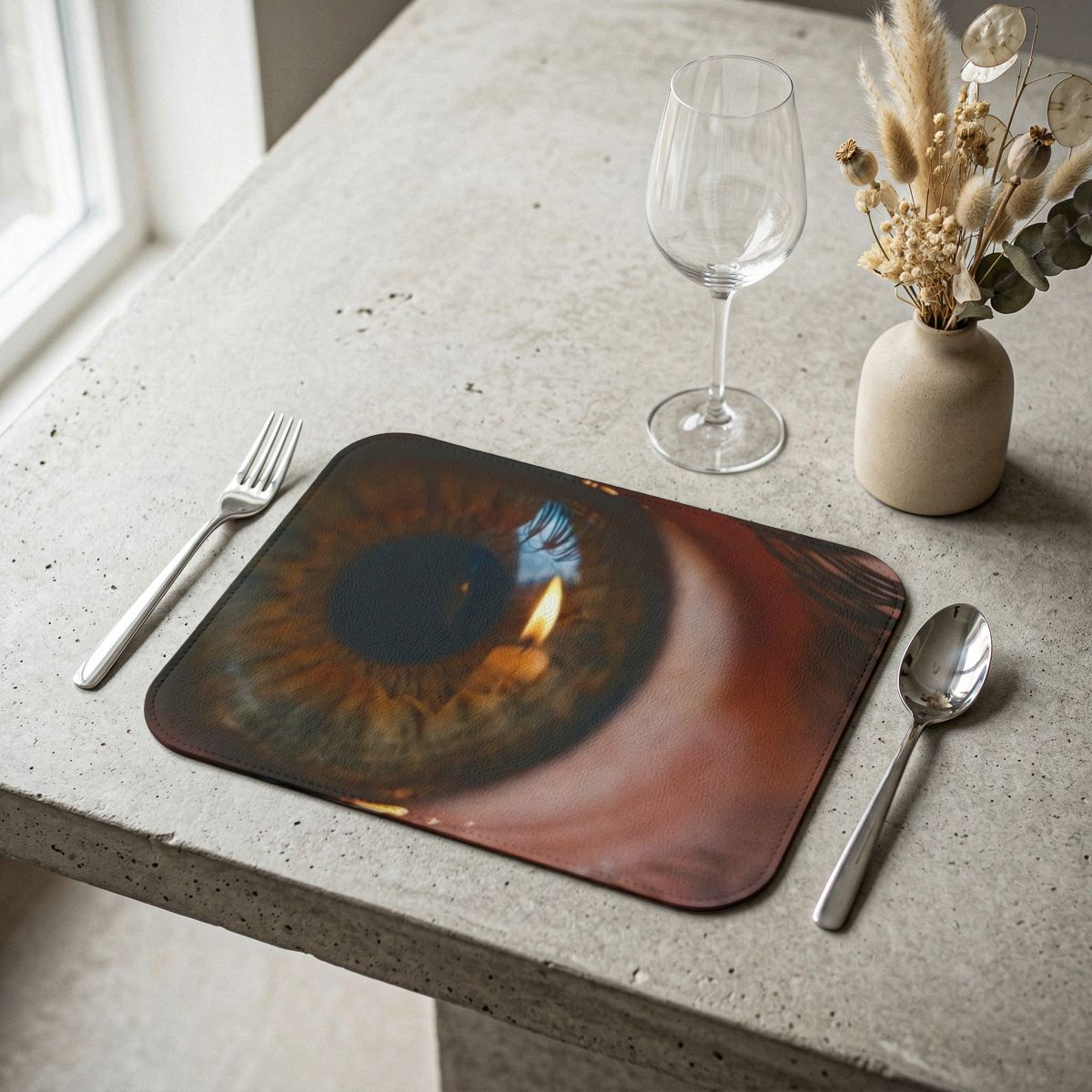 Leather Placemat - Amber Iris Reflection Fine Art Print |...