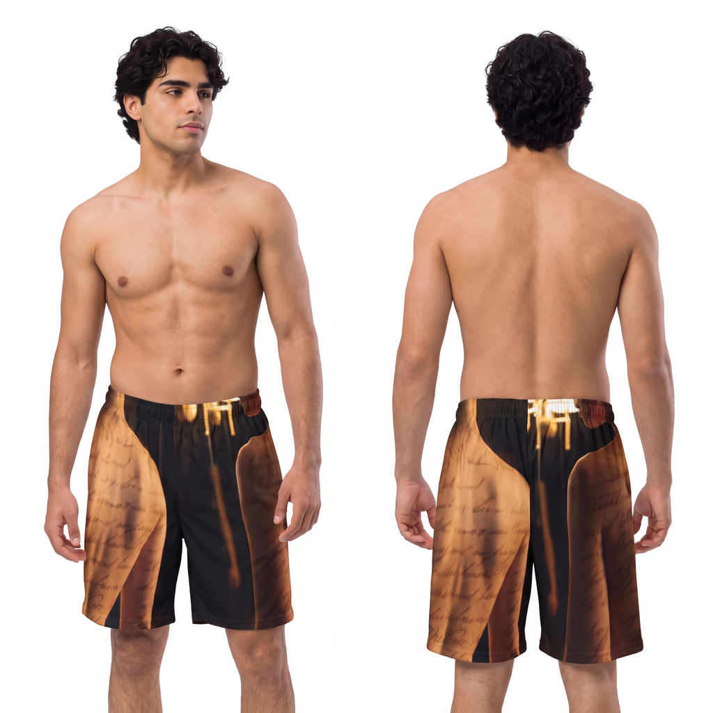 Men's Sports Shorts - Scribed Shadows Moody Calligraphy... |...