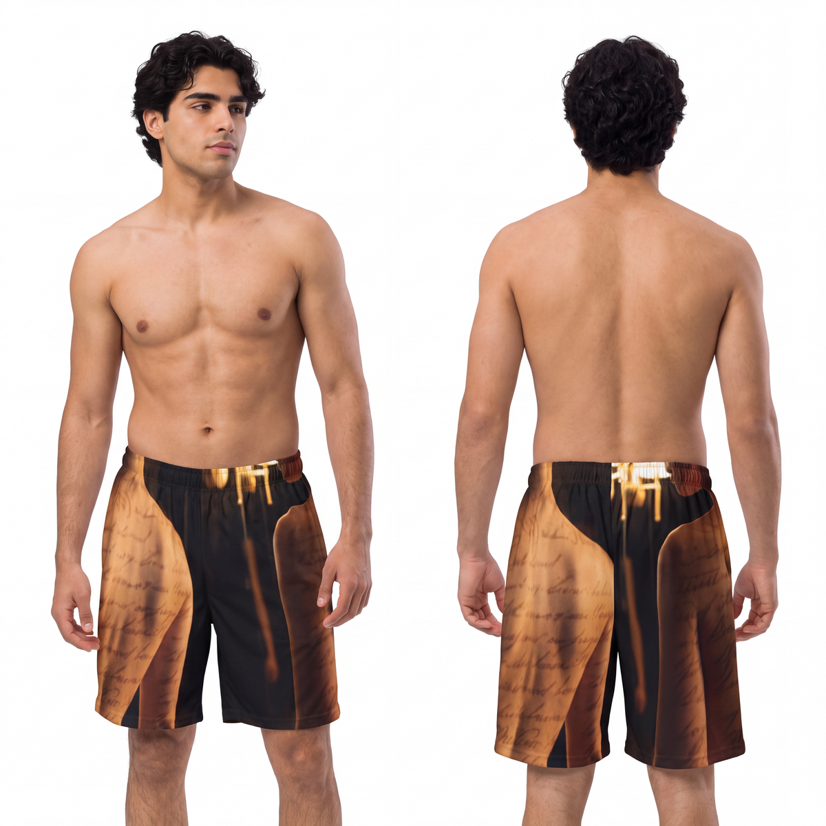 Men's Sports Shorts - Scribed Shadows Moody Calligraphy... |...