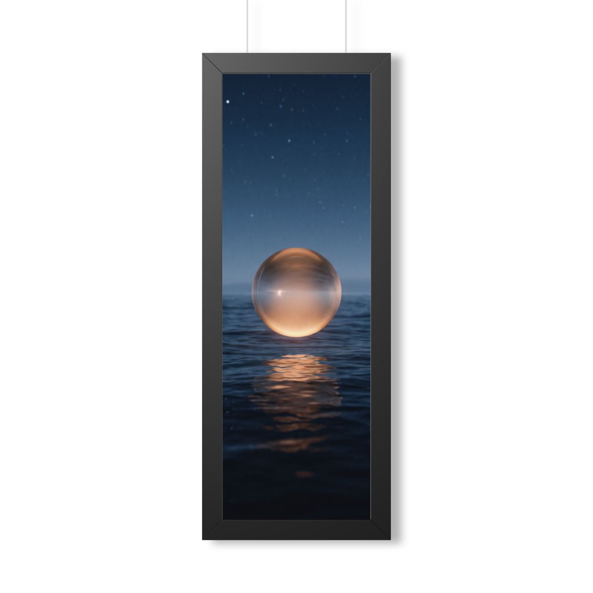 Framed Vertical Poster - Glowing Ocean Horizon — Black... |...