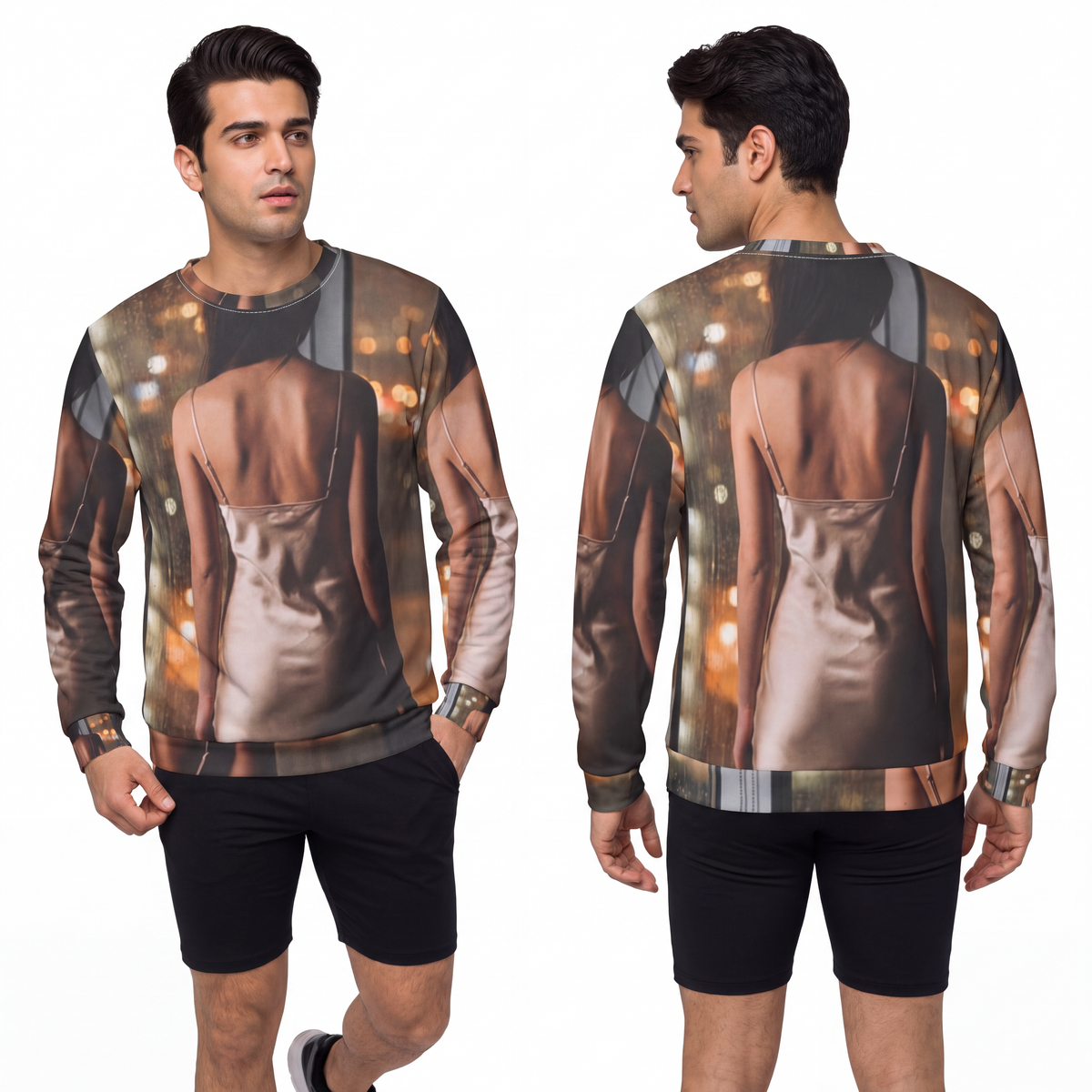 Men's Sweatshirt - Rainy City Lights | Echovira Gallery