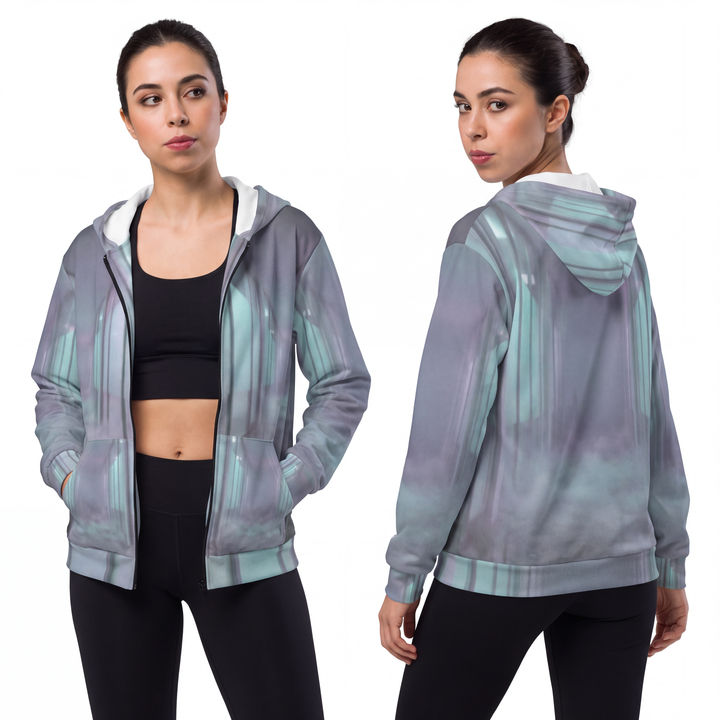 Unisex Zip Hoodie - Liminal Corridor Fog Art Print