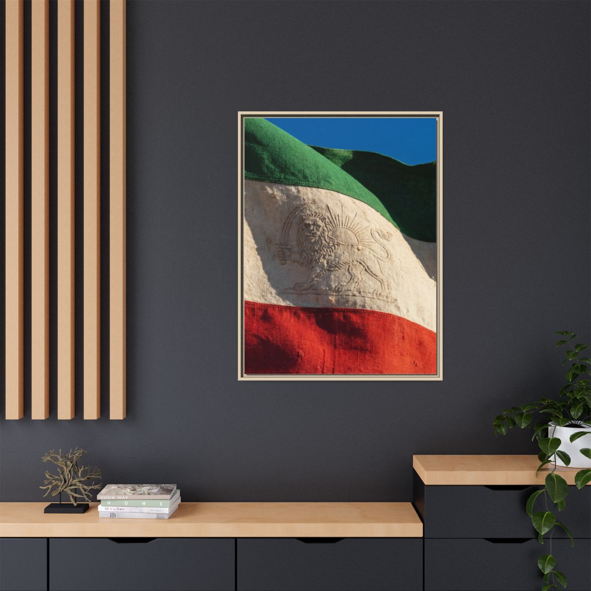 Framed Canvas Art - Distressed Flag — Natural / 1.25"