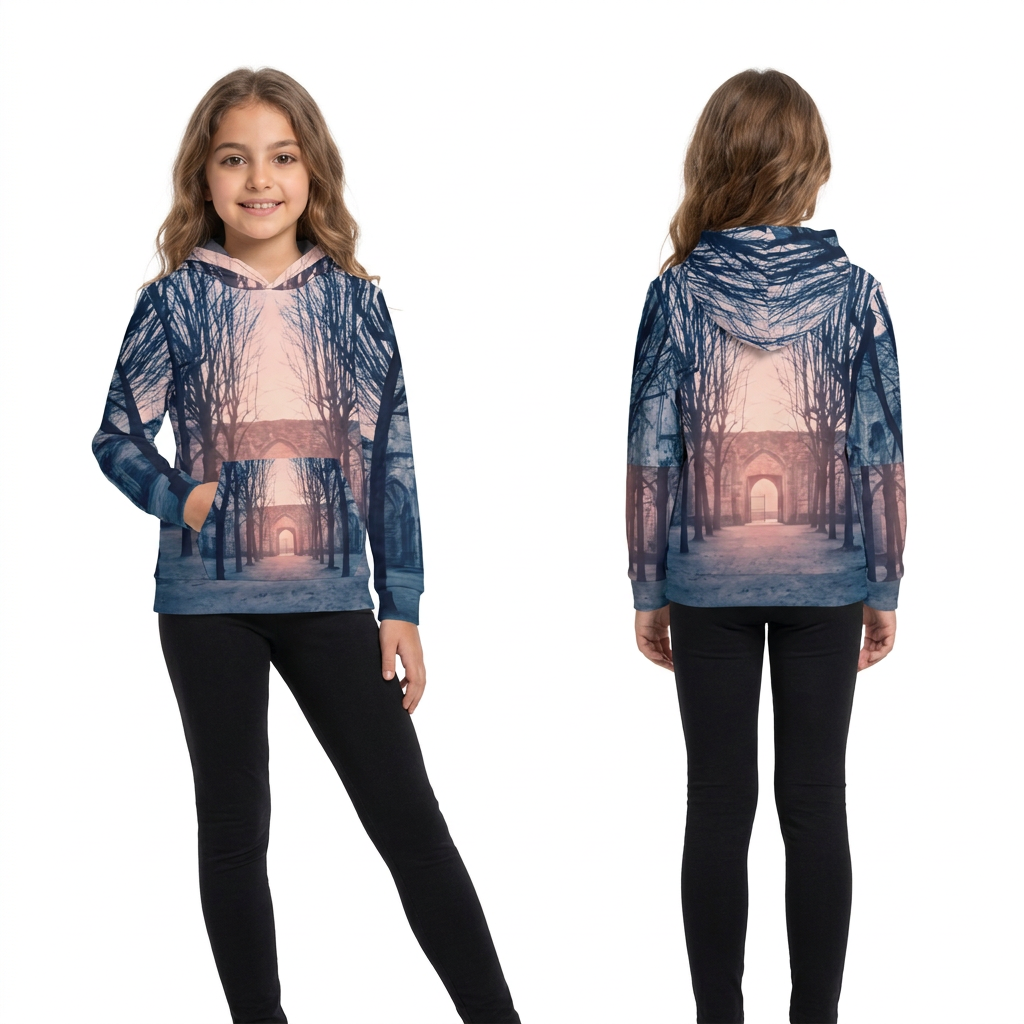 Sudadera infantil abadía gótica al atardecer