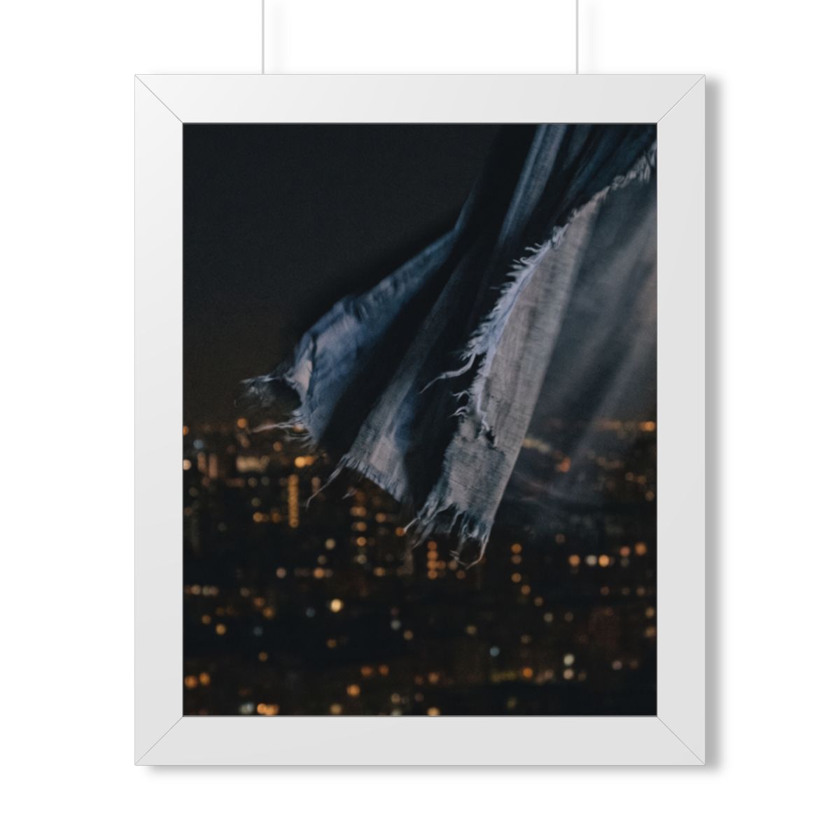 Framed Vertical Poster - City Lights Nocturne — White... |...