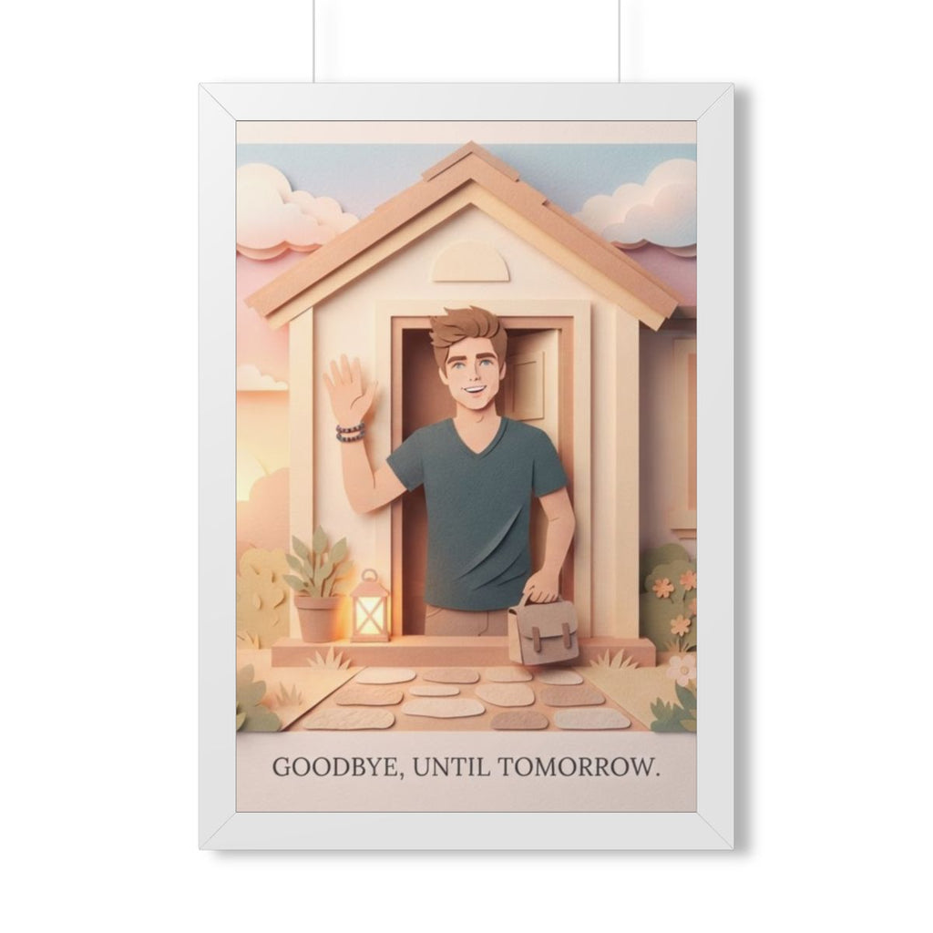 Framed Vertical Poster - Safe Journey Paper Cut Home Art —...