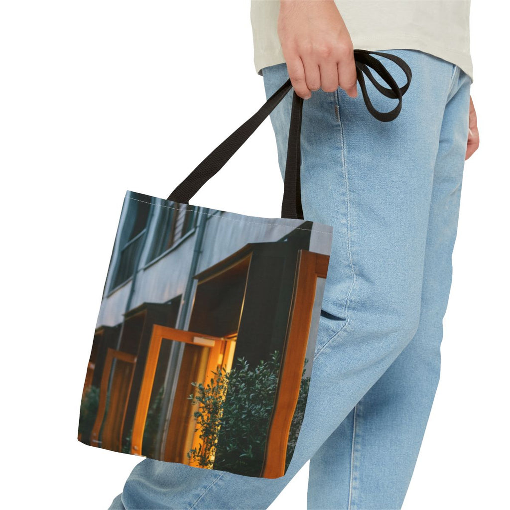 Tote Bag - Twilight Courtyard Architecture | Echovira...