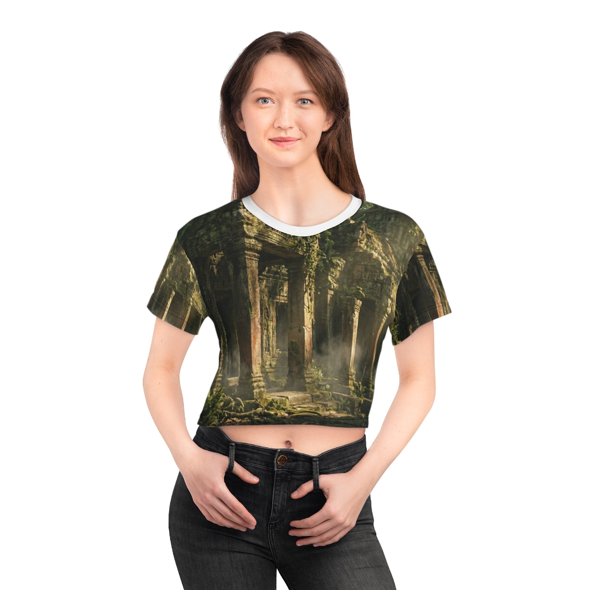 Crop Tee - Jungle Temple Mirage | Echovira Gallery
