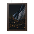 Framed Vertical Poster - City Lights Nocturne — Walnut... |...