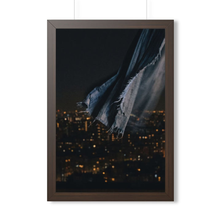 Framed Vertical Poster - City Lights Nocturne — Walnut (11×14, 12×16, 16×16, 16×20, 16×24, 12×36 & 20×30)