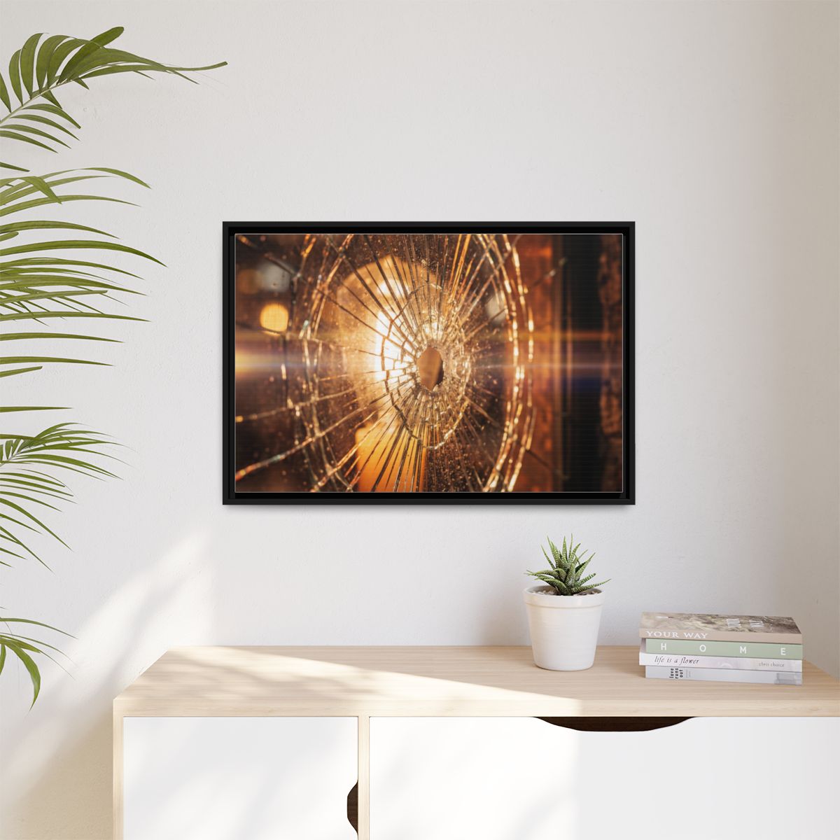Matte Canvas, Framed - Golden Fractured Art — Black / 1.25"...