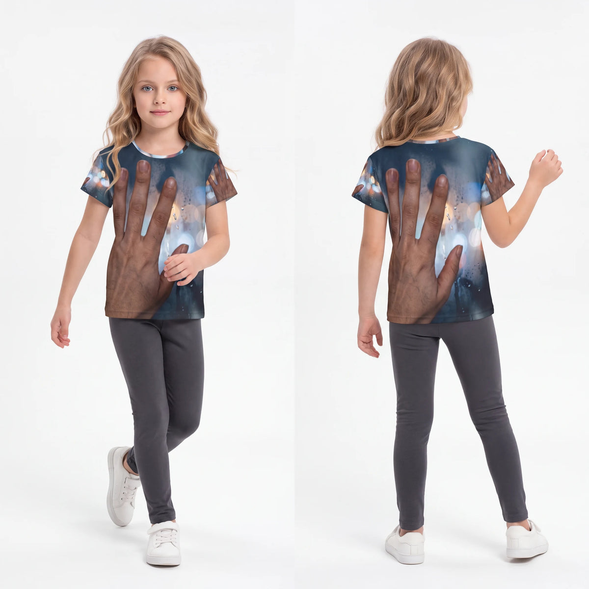 Kids Sports Jersey with Rainy City Window Art