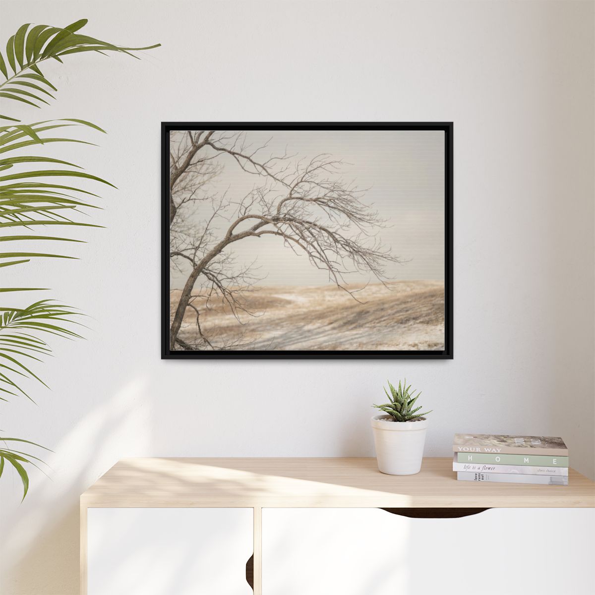Matte Canvas, Framed - Winter Branch Solitude Landscape —......