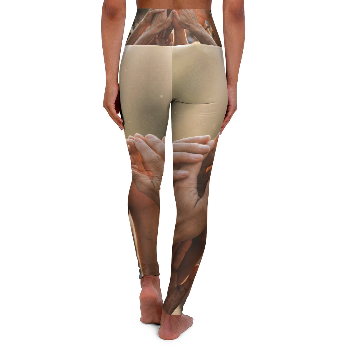 High Waisted Yoga Leggings - Golden Rays of Unity Wall Art |...