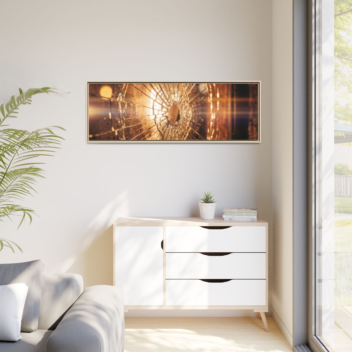 Matte Canvas, Framed - Golden Fractured Art — Natural /... |...
