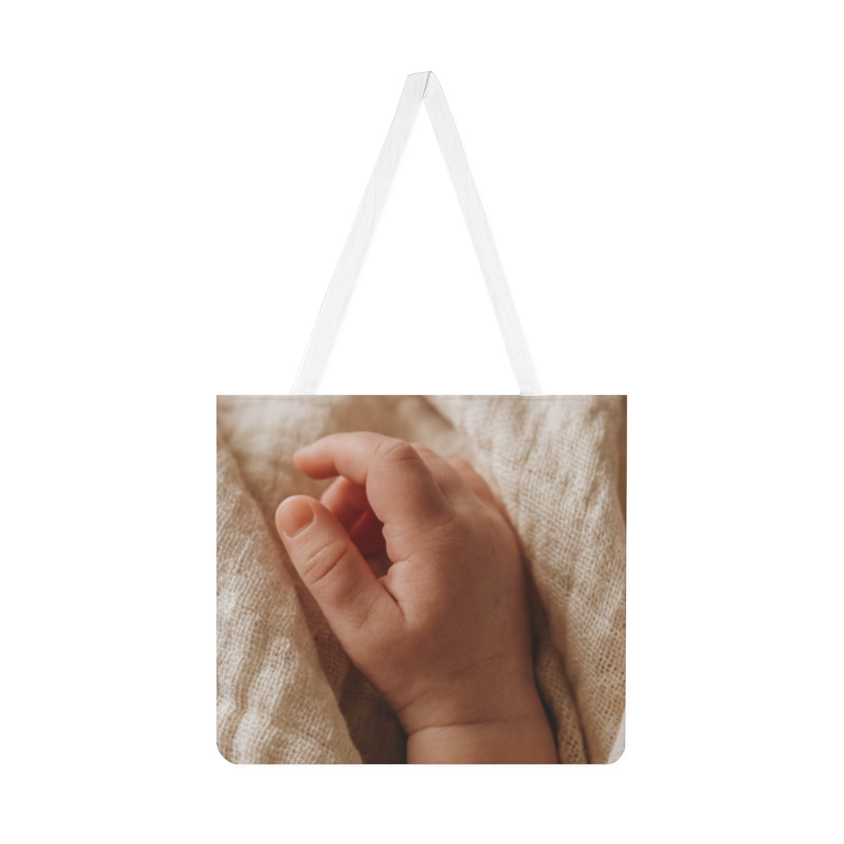 Shoulder Tote Bag - Tender Newborn Hand in Soft Muslin... |...
