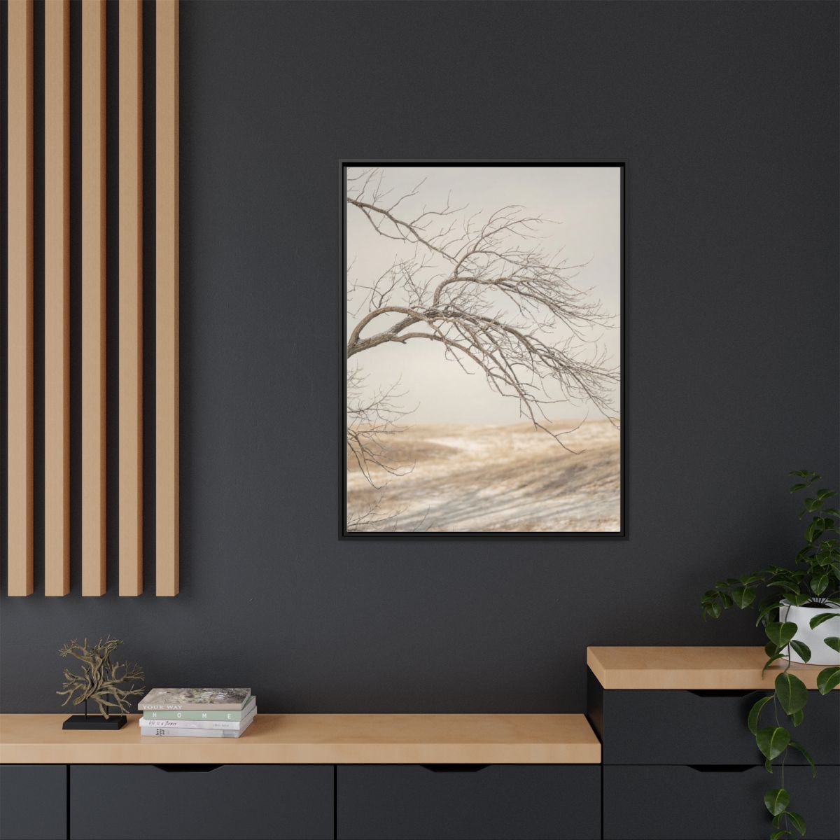 Matte Canvas, Framed - Winter Branch Solitude Landscape —......