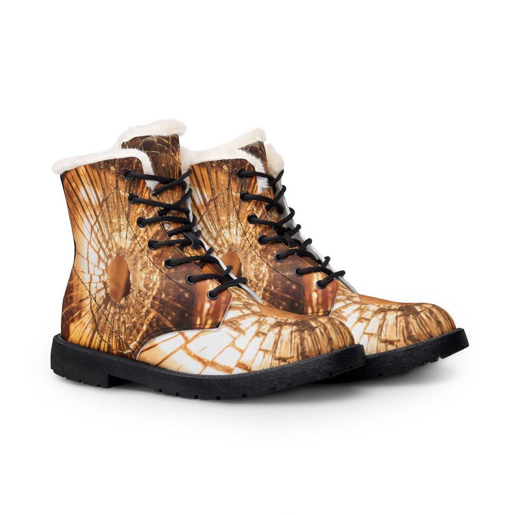 Men's Boots - Golden Fracture Fur & Leather Boots | Echovira...