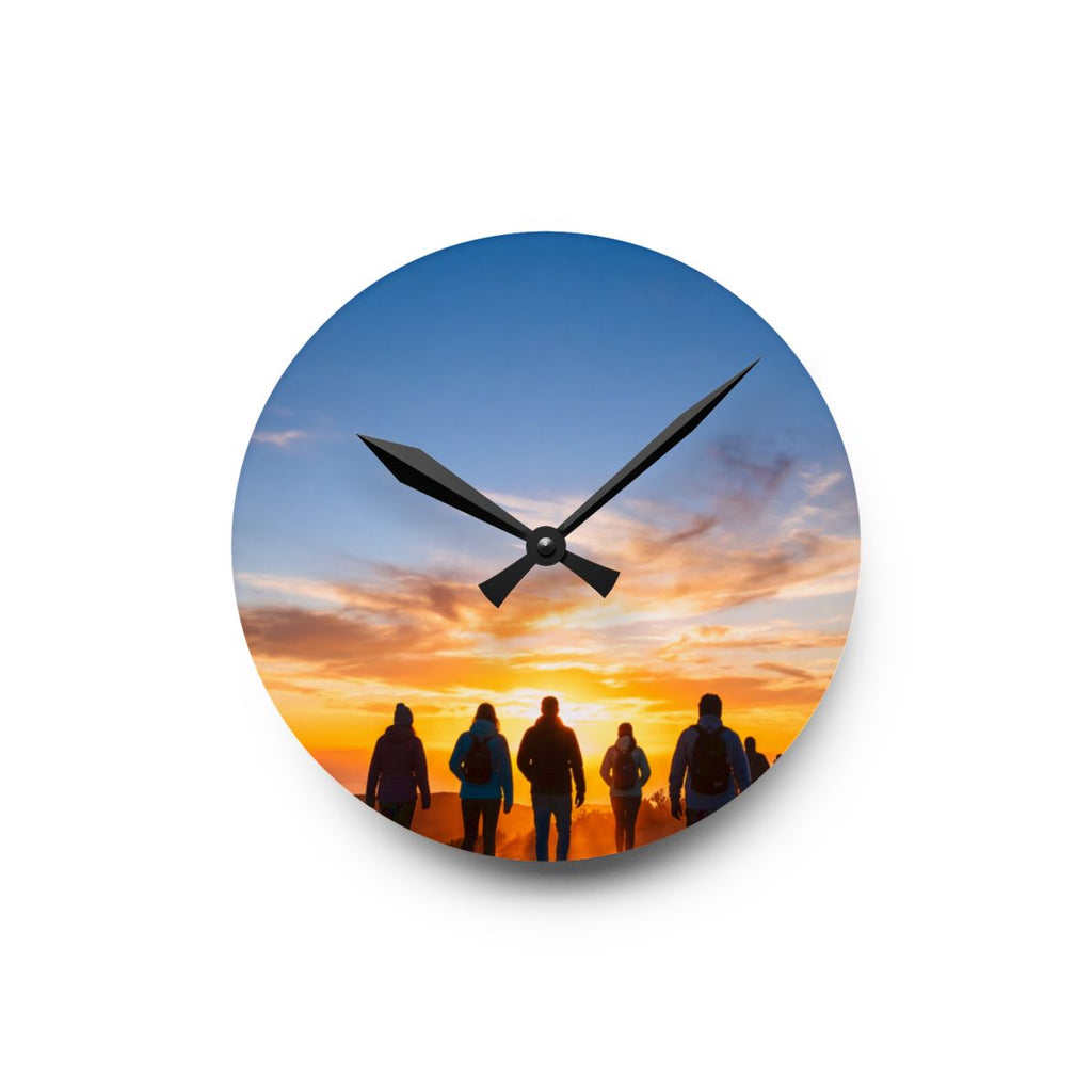 Acrylic Wall Clock - Sunset Mountain Time