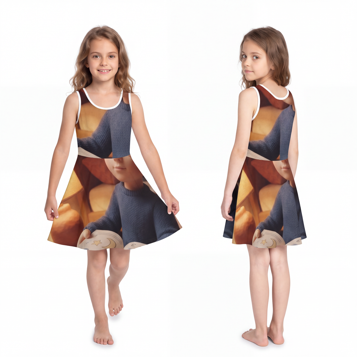Girls' Sleeveless Sundress - Cozy Storytime Boy Nursery Art...