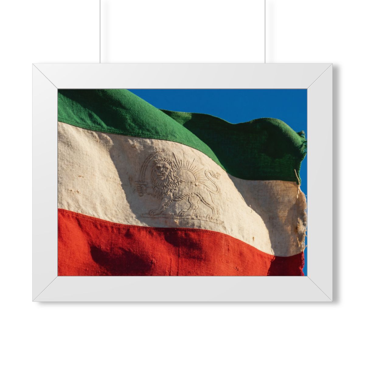Framed Horizontal Poster - Vintage Persian Lion and Sun Flag...