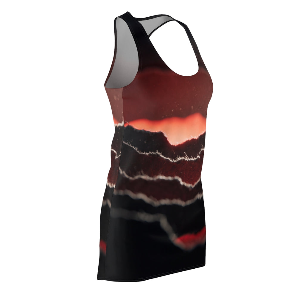 Crimson Vortex Abstract Art Racerback Dress
