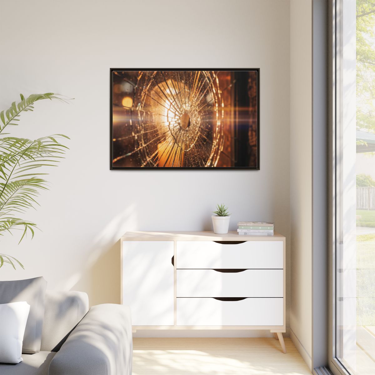 Matte Canvas, Framed - Golden Fractured Art — Espresso /......