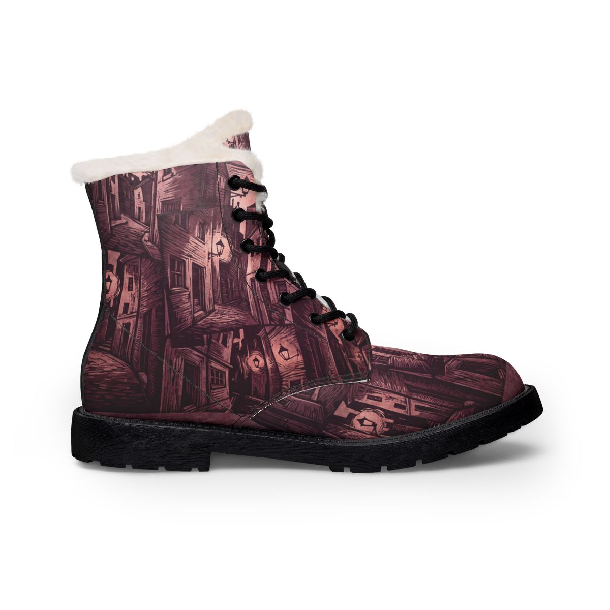 Men's Fur Leather Boots Dark Academia Alley