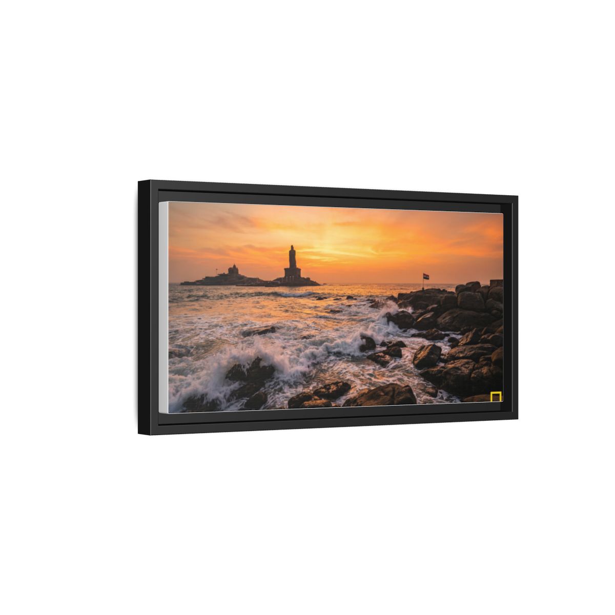 Framed Canvas - Golden Coast Dawn — Black / 1.25"