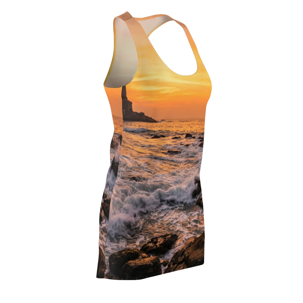 Women's Cut & Sew Racerback Dress - Golden Coastal Elegance