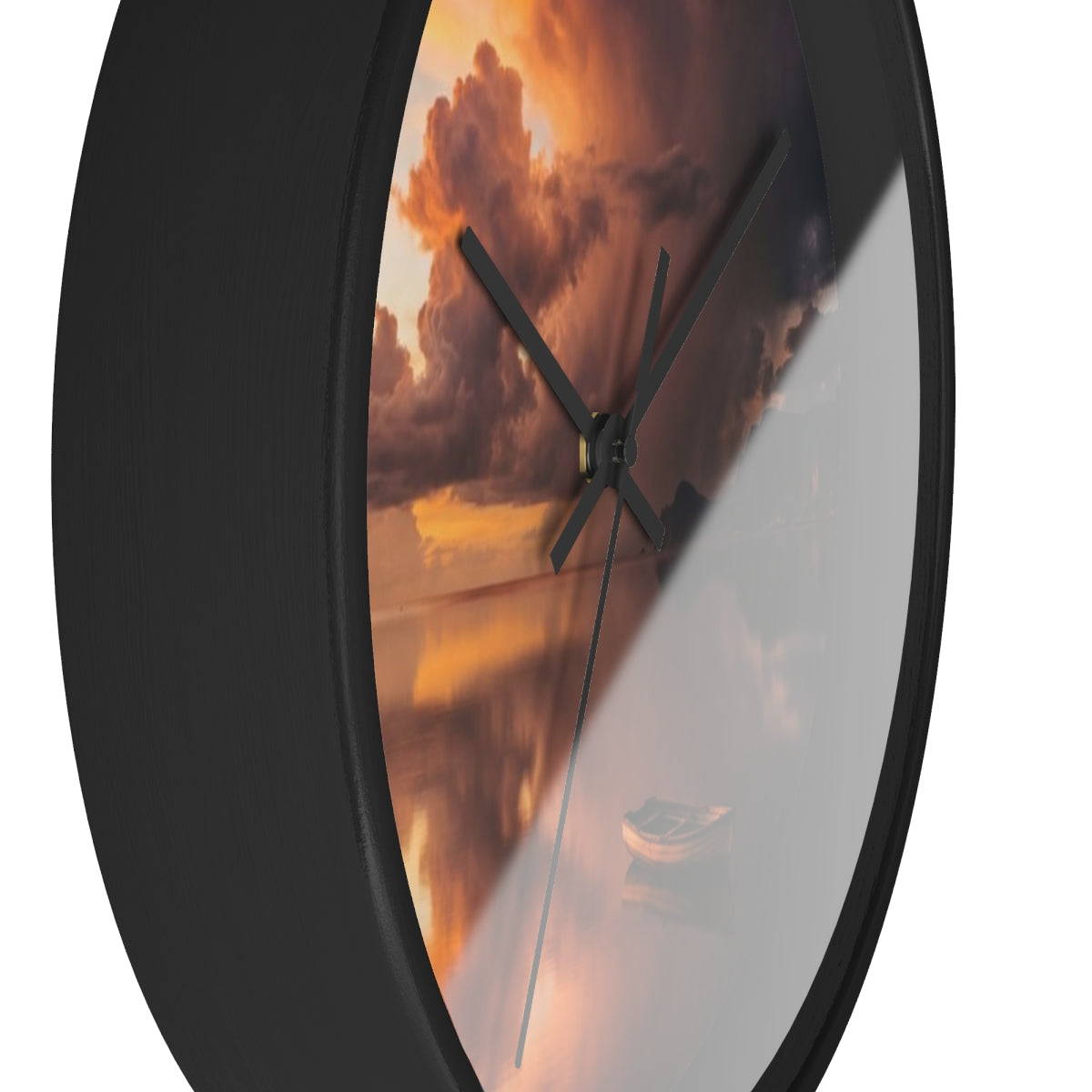Wall Clock - Golden Hour Solitude Lake Reflection Art |...