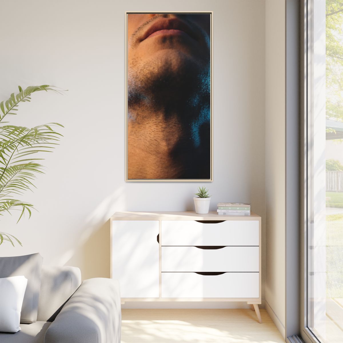 Matte Canvas, Framed - Neon Shadows Cinematic Portrait Art...