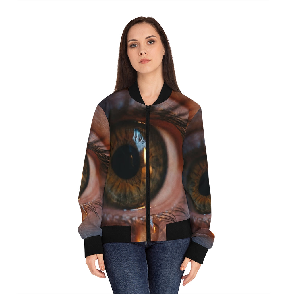 Women's Bomber Jacket - Amber Iris Reflection Fine Art Print...