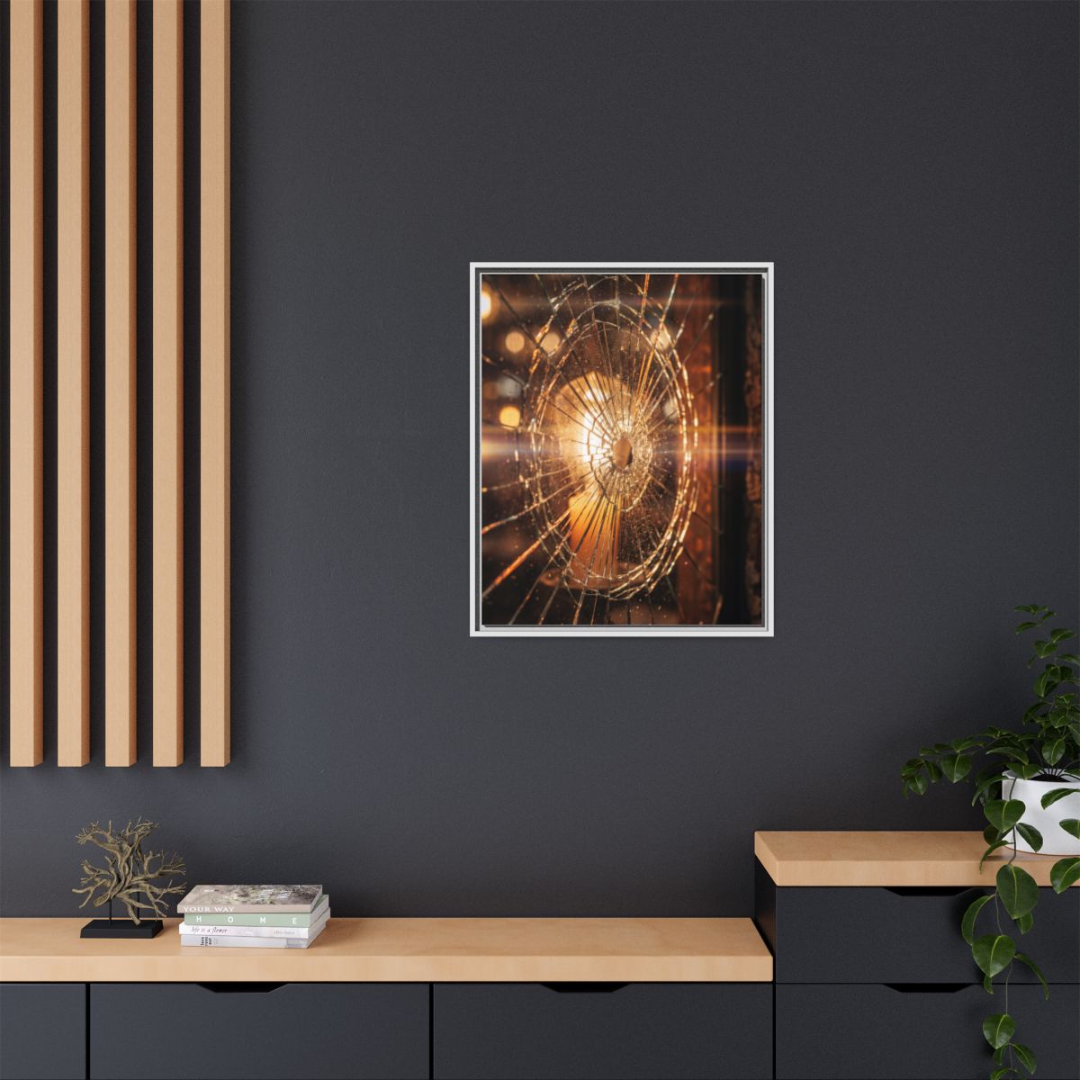 Framed Matte Canvas - Shattered Glass — White / 1.25"