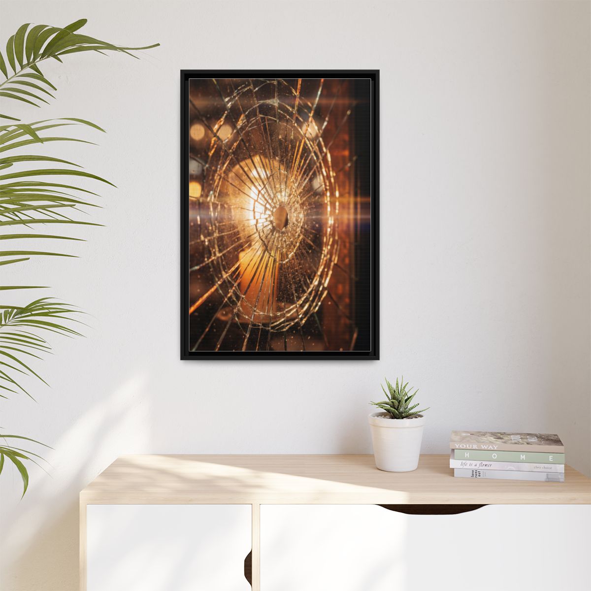Matte Canvas, Framed - Golden Fractured Art — Black / 1.25"...