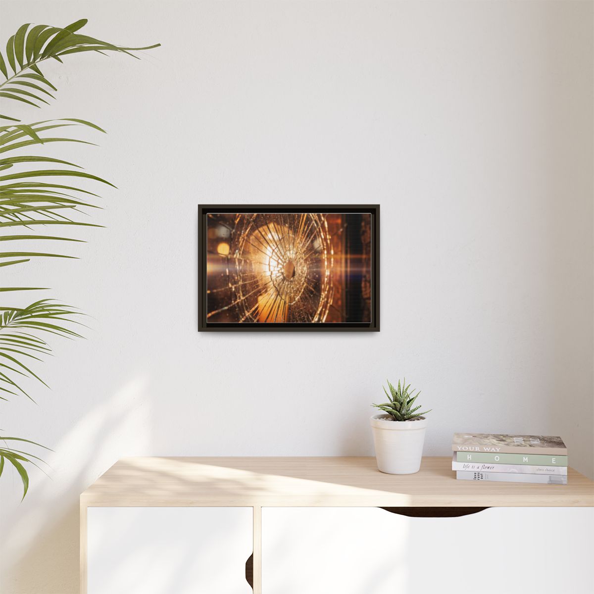 Matte Canvas, Framed - Golden Fractured Art — Espresso /......