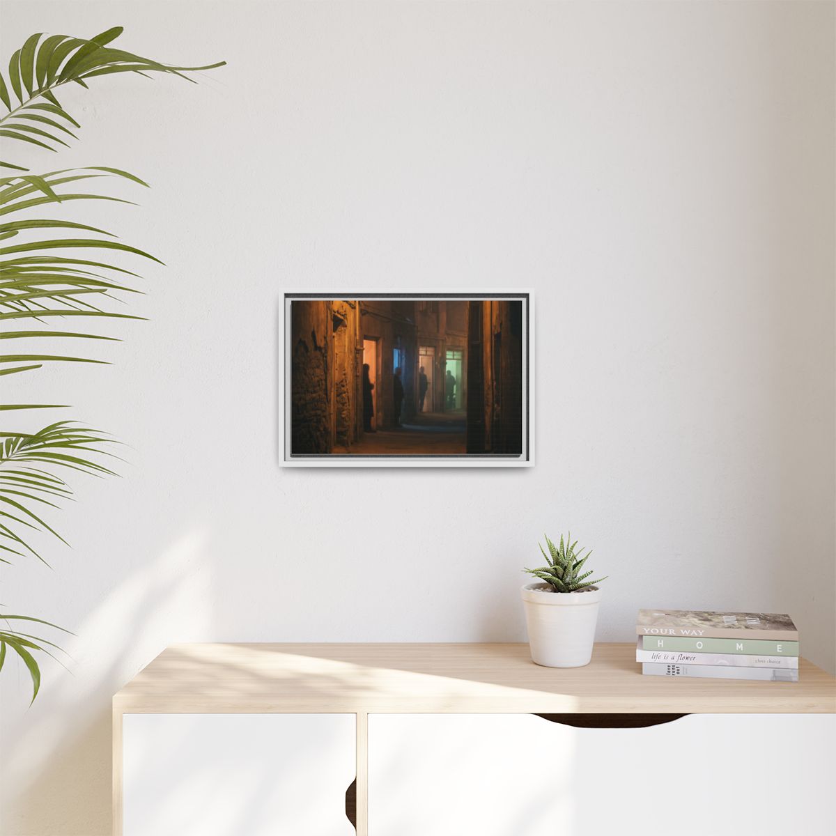 Matte Canvas, Framed - Shadowed Alleyway Mystery Art Print...