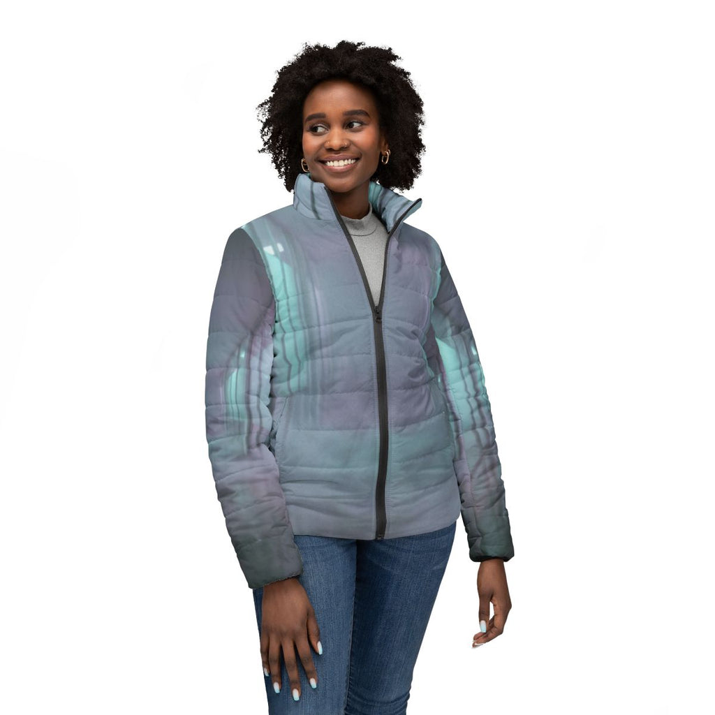 Women's Puffer Jacket - Liminal Corridor Fog Art Print |...