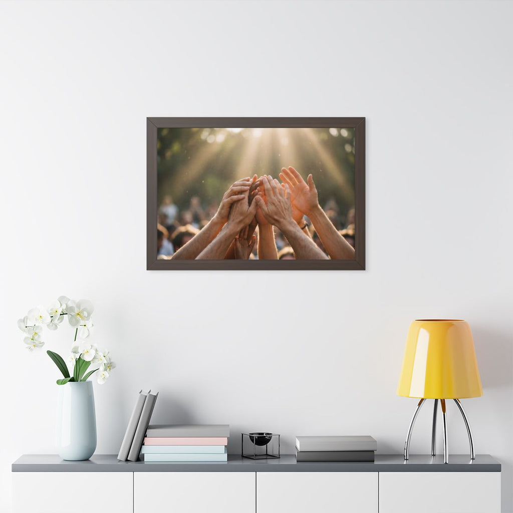 Framed Horizontal Poster - Golden Rays of Unity Wall Art......