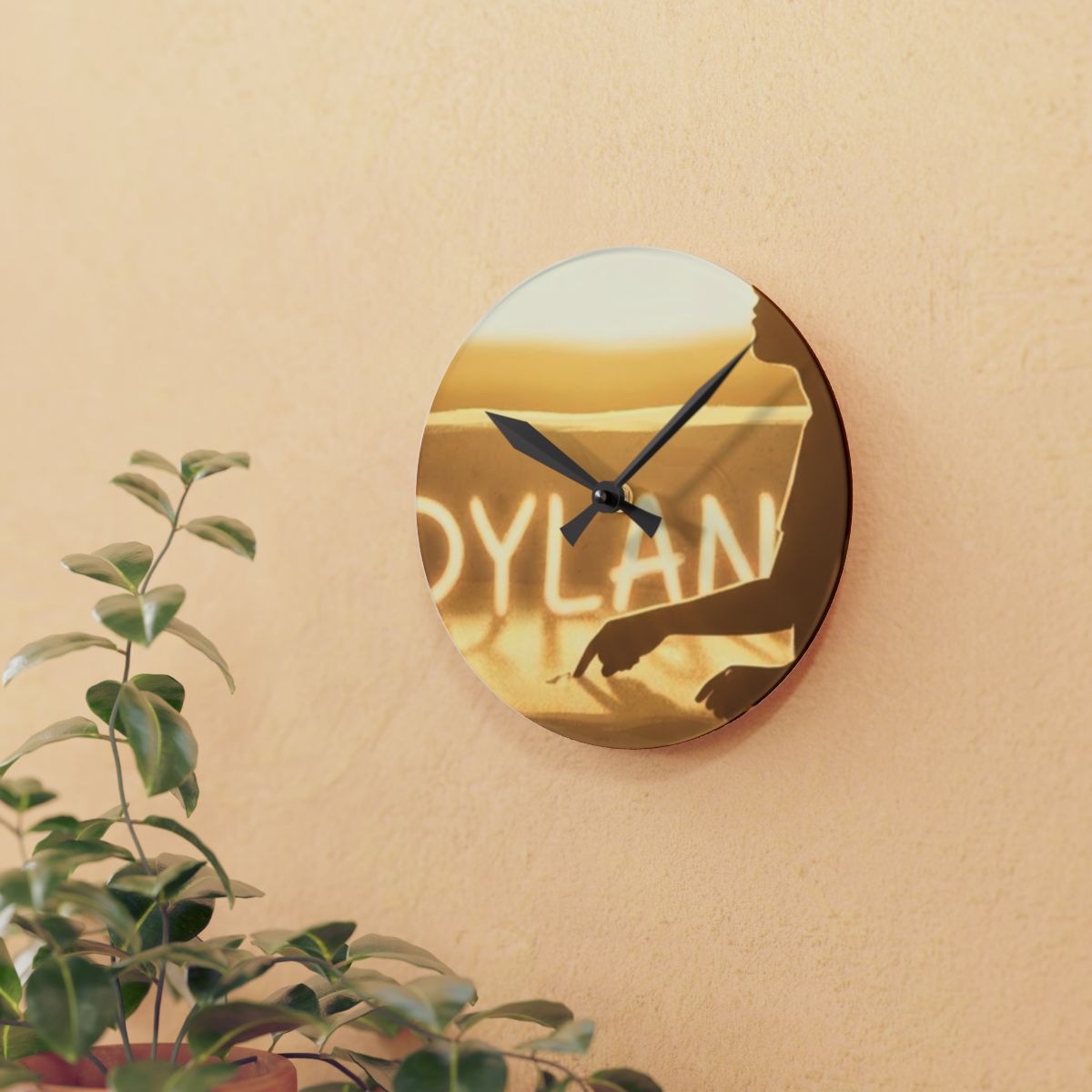 Acrylic Wall Clock - Luminous Golden Time | Echovira Gallery