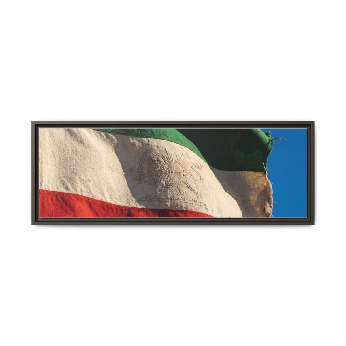 Gerahmte Leinwandkunst – Distressed Flag – Espresso / 3,18 cm