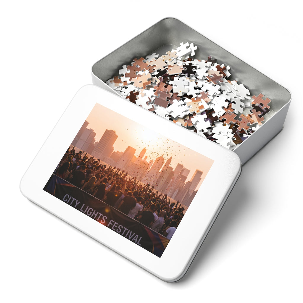Jigsaw Puzzle with Tin - City Lights (30, 110, 252, 500... |...
