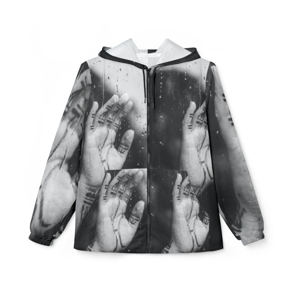 Unisex Windbreaker Jacket - Melancholy Rain Black and White...