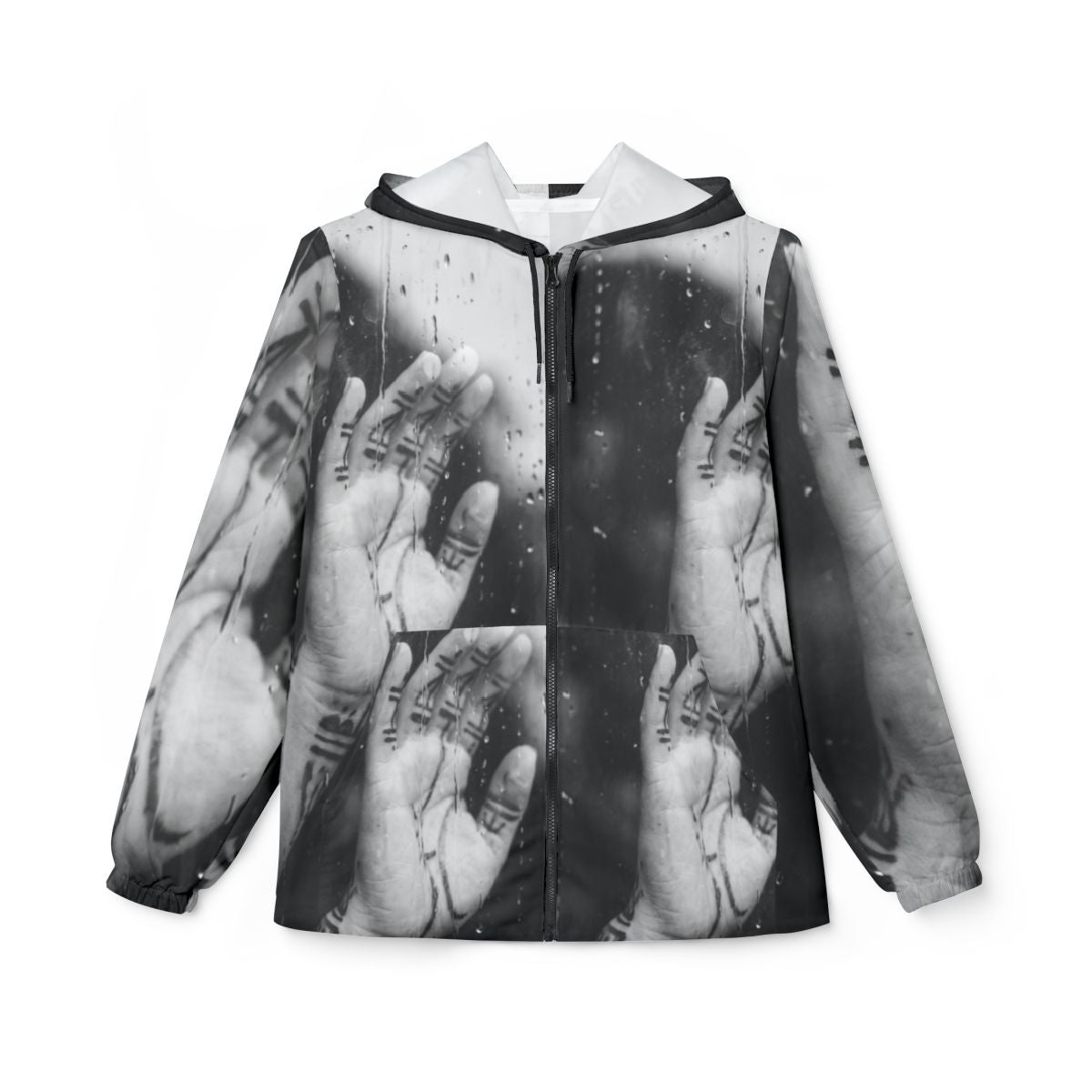 Unisex Windbreaker Jacket - Melancholy Rain Black and White...