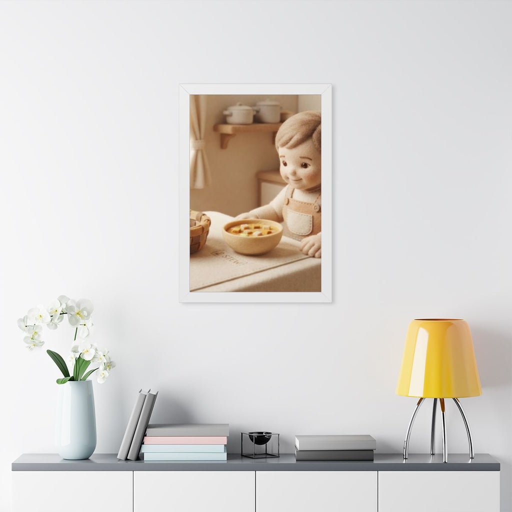 Framed Vertical Poster - Cozy Felt Hearth — White (11×14......