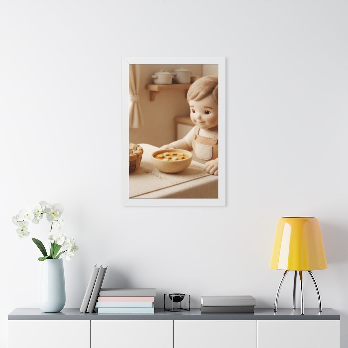 Framed Vertical Poster - Cozy Felt Hearth — White (11×14......