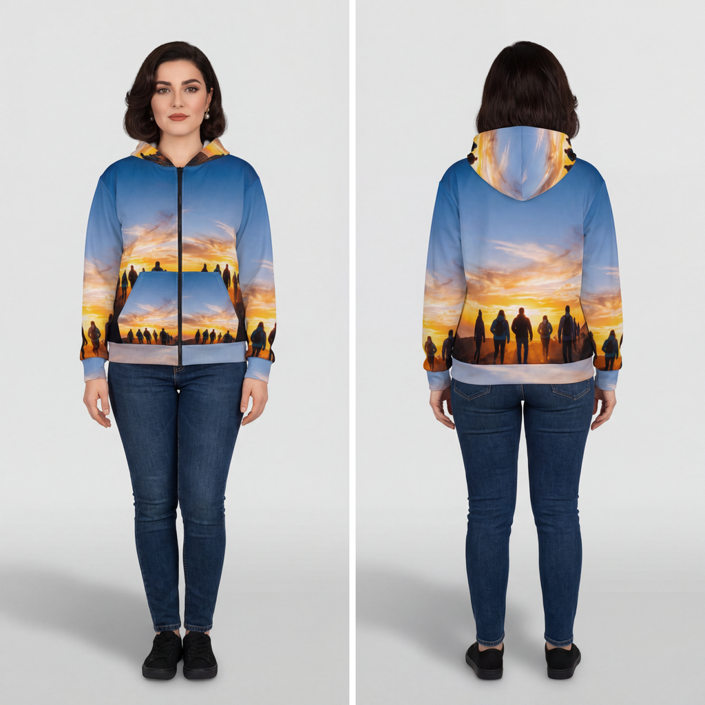 Unisex Kapuzenjacke mit Reißverschluss – Epische Sonnenaufgangswanderung
