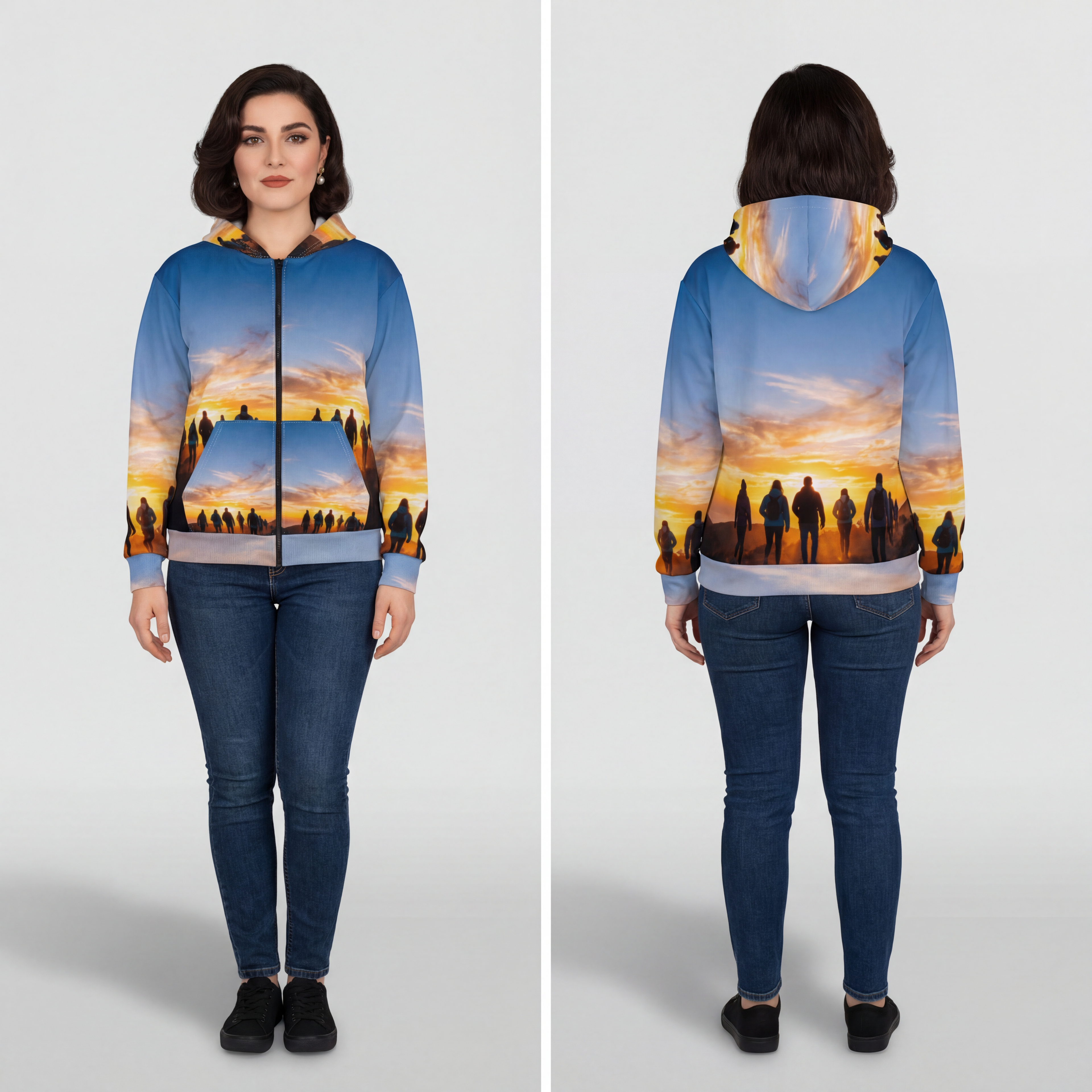 Unisex Zip Hoodie - Epic Sunrise Trek