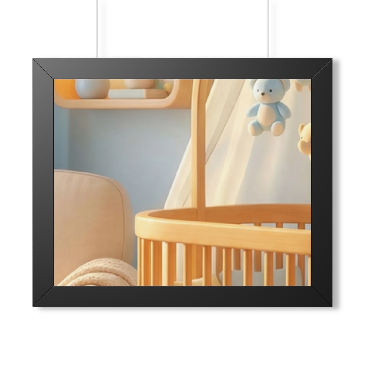 Framed Horizontal Poster - Dreamy Serene Nursery Art — Black...