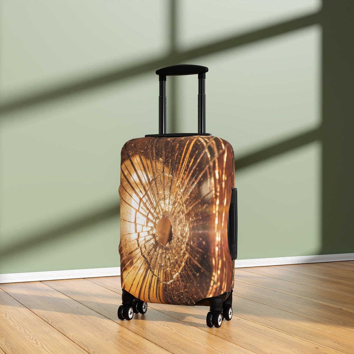 Luggage Cover - Shattered Amber Glass Art | Echovira Gallery